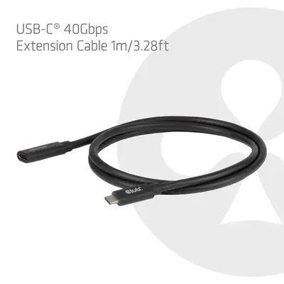 Club 3D Kábel - CAC-2502 (USB-C to USB-C, M/F, 40Gbps, 8K60Hz, 240W, DP 1.4 Alternate Mode, 1m) – 2. kép