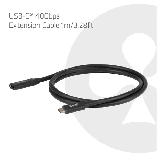 Club 3D Kábel - CAC-2502 (USB-C to USB-C, M/F, 40Gbps, 8K60Hz, 240W, DP 1.4 Alternate Mode, 1m) – 2. kép