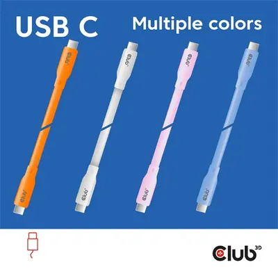 Club 3D Kábel - CAC-3001 (USB-C, PD 240W, 20Gbps, 4K60Hz, fehér, M/M, 2m) – 2. kép