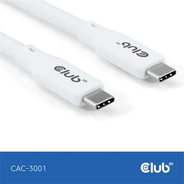 Club 3D Kábel - CAC-3001 (USB-C, PD 240W, 20Gbps, 4K60Hz, fehér, M/M, 2m) – 6. kép