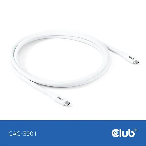 Club 3D Kábel - CAC-3001 (USB-C, PD 240W, 20Gbps, 4K60Hz, fehér, M/M, 2m) – 7. kép