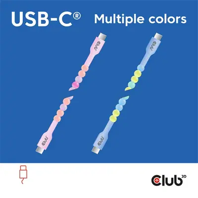 Club 3D Kábel - CAC-3010 (USB-C, PD 240W, 20Gbps, 4K60Hz, pink, M/M, 2m) – 2. kép