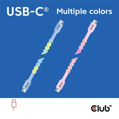 Club 3D Kábel - CAC-3011 (USB-C, PD 240W, 20Gbps, 4K60Hz, kék, M/M, 2m) – 2. kép