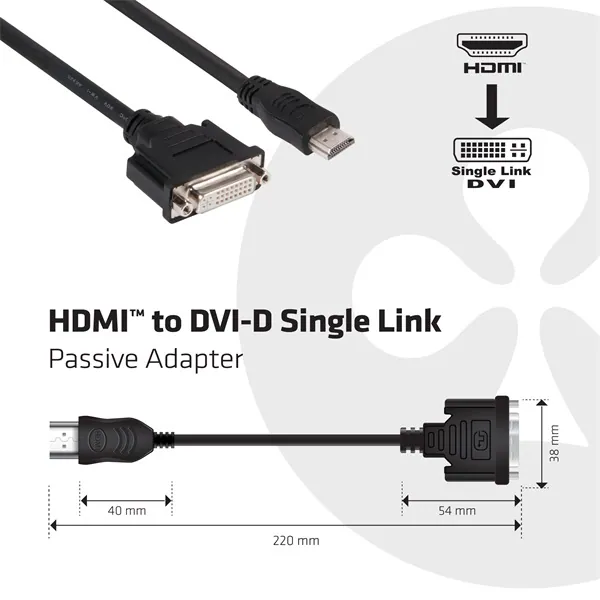 Club 3D Átalakító - CAC-HMD>DFD (HDMI MALE to DVI-D FEMALE, passzív, digitális jelekhez, nincs analóg) – 4. kép