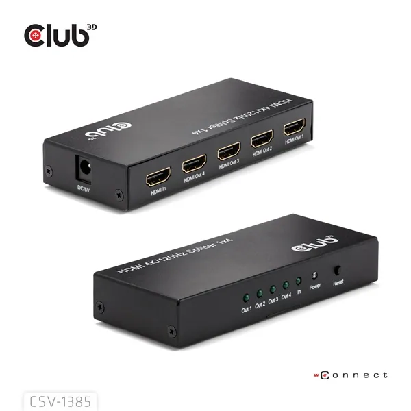 Club 3D Splitter - CSV-1385 (1 to 4 HDMI, 4K120Hz, 3D, HDCP 1.4/2.2, Audio, 6Gbps) – 7. kép
