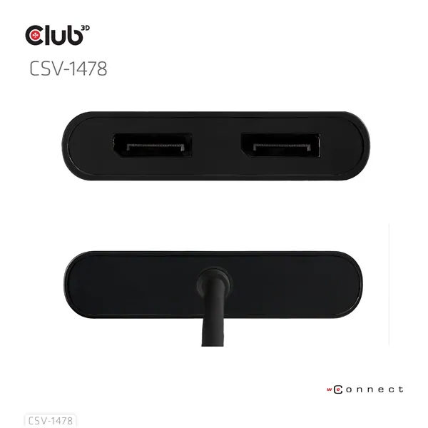 Club 3D Video Splitter - CSV-1478 (4K60HZ, 3.2 USB-C (USB-A adapterrel) to 2xDisplayPort) – 7. kép