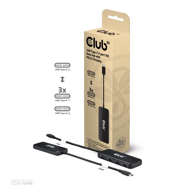 Club 3D USB Hub - CSV-1548 (USB-C Gen 2 to 4xUSB-C PD 3.0, 10 Gbps) – 2. kép