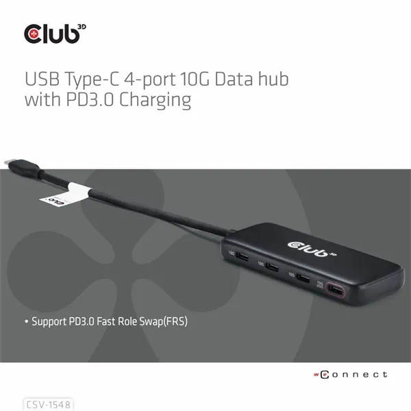 Club 3D USB Hub - CSV-1548 (USB-C Gen 2 to 4xUSB-C PD 3.0, 10 Gbps) – 3. kép