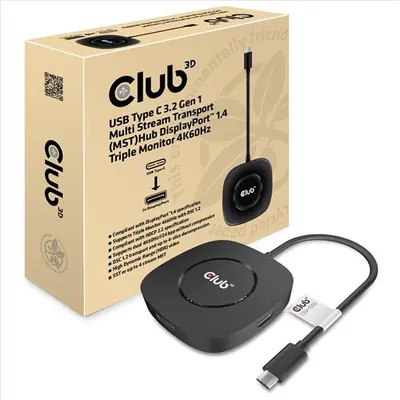 Club 3D MST Hub - CSV-1550 (3.2 USB-C Gen 1 to 3x Displayport, Alternate Mode, 4K60Hz, HDR) – 2. kép
