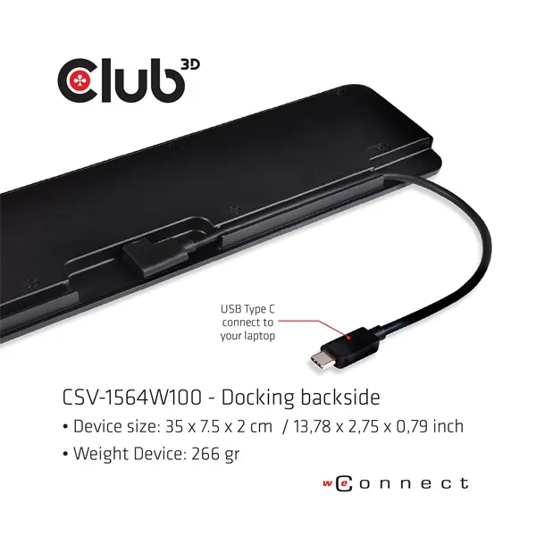 Club 3D Notebook Dokkoló - CSV-1564W100 (100W, 3.2 USB-C to 3xUSB-A 3.2, 5x USB-A,HDMI, PD, VGA, RJ45, SD, Micro SD, 3,5 – 6. kép