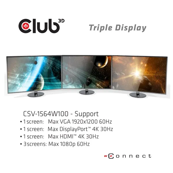 Club 3D Notebook Dokkoló - CSV-1564W100 (100W, 3.2 USB-C to 3xUSB-A 3.2, 5x USB-A,HDMI, PD, VGA, RJ45, SD, Micro SD, 3,5 – 7. kép