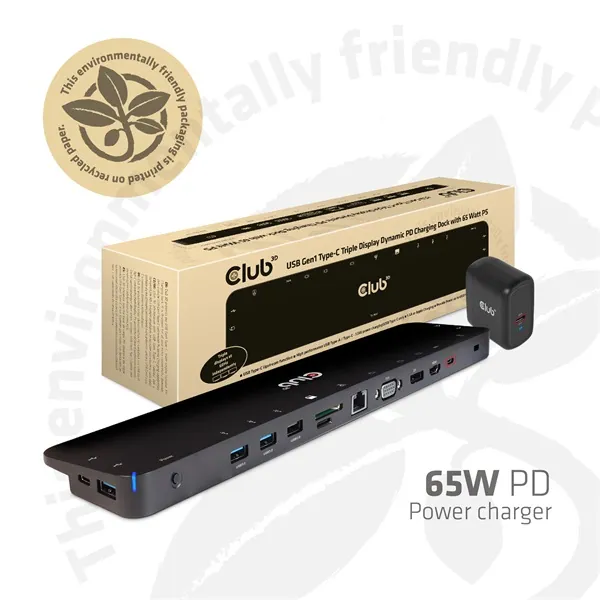 Club 3D Notebook Dokkoló - CSV-1564W65 (65W, 3.2 USB-C to 2xUSB-C, 5x USB-A,HDMI, PD, VGA, RJ45, SD, Micro SD, 3,5 Jack) – 4. kép