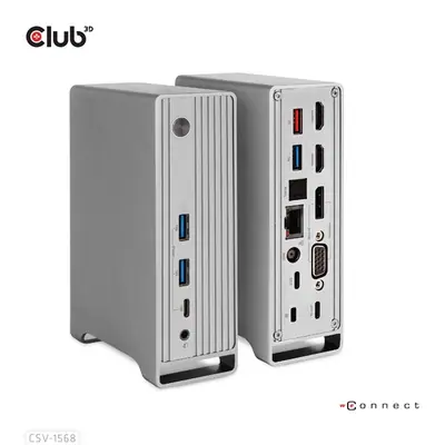 Club 3D Notebook Dokkoló - CSV-1568 (120W, Gen 2 USB-C to 4x USB-A, USB-C Gen 2, 2xHDMI, DP, VGA, RJ45, DC) – 2. kép