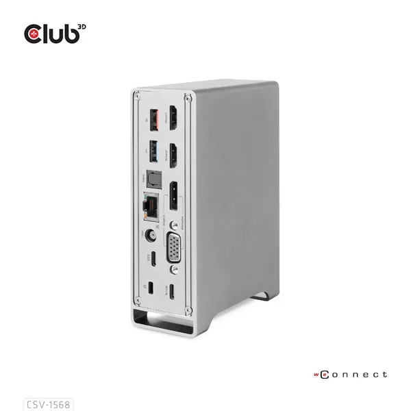 Club 3D Notebook Dokkoló - CSV-1568 (120W, Gen 2 USB-C to 4x USB-A, USB-C Gen 2, 2xHDMI, DP, VGA, RJ45, DC) – 4. kép