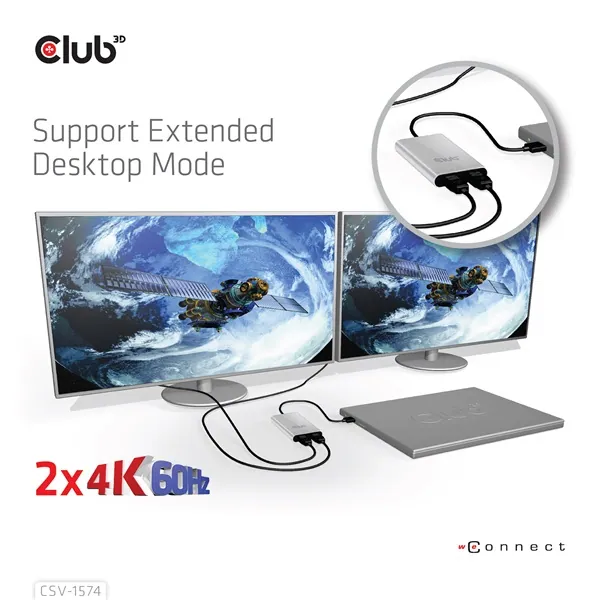 Club 3D Video Splitter - CSV-1574 (Thunderbolt 3 to Dual HDMI 2.0, 4K60Hz) – 8. kép