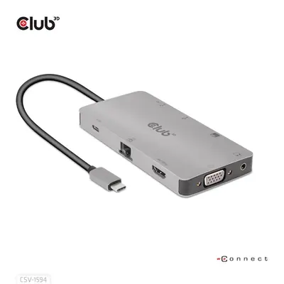 Club 3D USB Hub - CSV-1594 (3.1 USB-C Gen 1 to HDMI, 2xUSB-A Gen 1, USB-C Gen 1, VGA, SD, Micro SD 3.0, RJ45, 3,5 Jack)