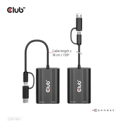 Club 3D Átalakító - CSV-1611(USB-C (USB-A Adapterrel) to Dual HDMI (4K/30Hz) / VGA (1080/60Hz)) – 2. kép