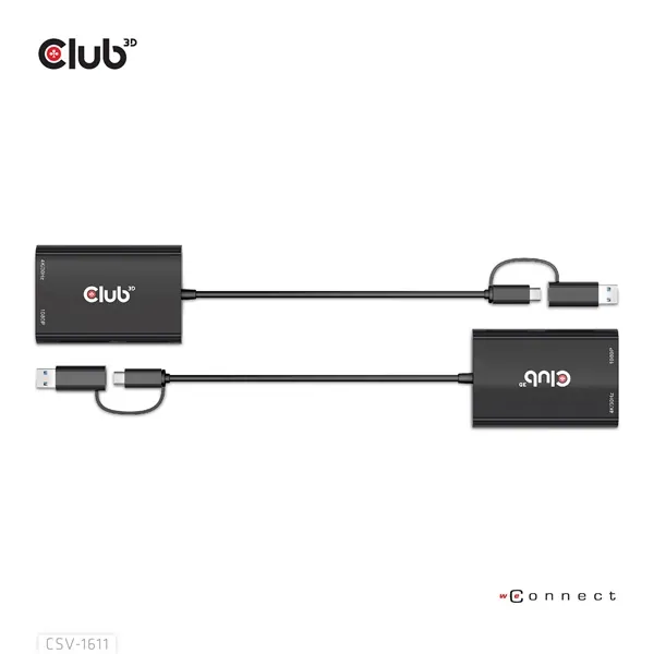 Club 3D Átalakító - CSV-1611(USB-C (USB-A Adapterrel) to Dual HDMI (4K/30Hz) / VGA (1080/60Hz)) – 4. kép
