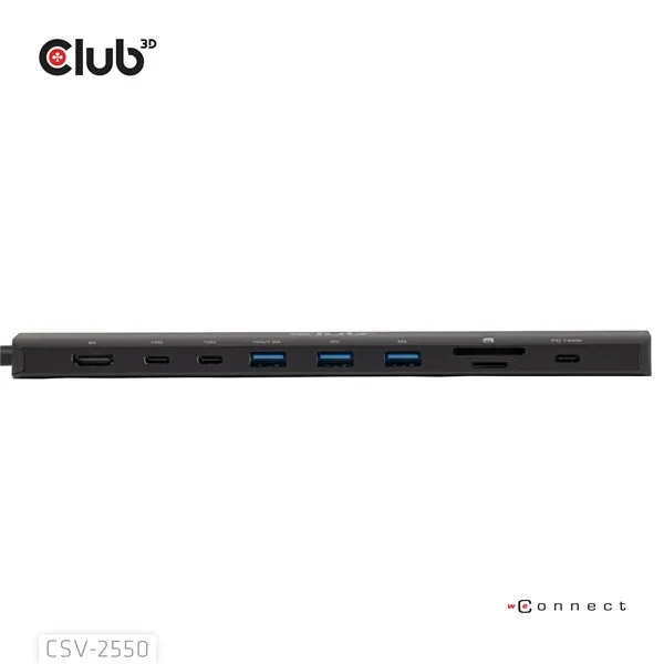 Club 3D USB Hub - CSV-2550 (USB-C to 3xUSB-C, 3xUSB-A, RJ45, SD/MicroSD, 140W PD, HDMI, 8K30hz) – 6. kép
