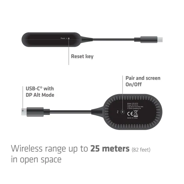 Club 3D Átalakító - CSV-2570 (USB-C to HDMI vezeték nélkül, 25m hatótáv, FHD 60Hz, Alt Mode, HDCP 1.4 & 2.2) – 4. kép