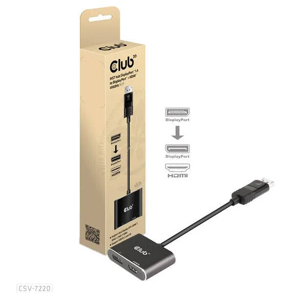 Club 3D MST Hub - CSV-7220 (DisplayPort 1.4 to DisplayPort + HDMI, 2x 4K60Hz) – 5. kép
