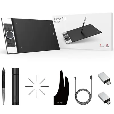XP-PEN Grafikus tábla - Deco Pro MW (11"x6", 5080 LPI, PS 8192, 200 RPS, 8 gomb, USB-C, BT5.0) – 2. kép