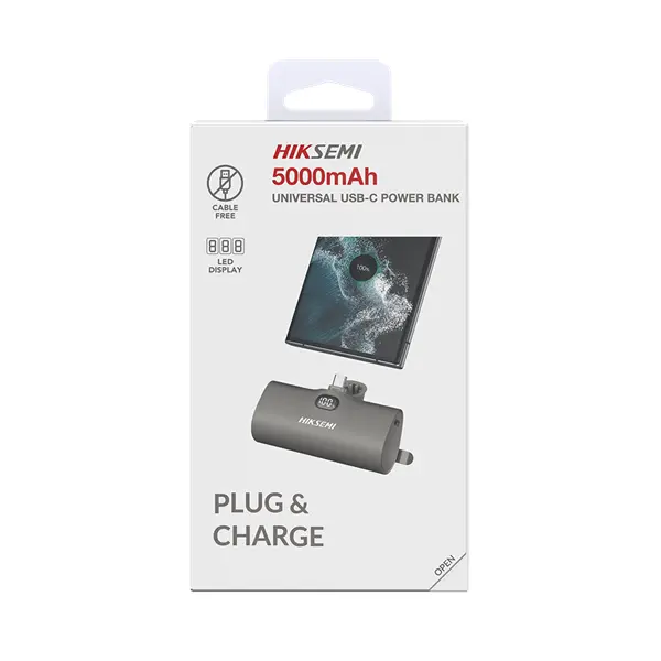 Hikvision HIKSEMI Akkubank - 5000mAh M050 PowerBank (Type-C, Kijelző, Output 20W max.) Szürke – 2. kép