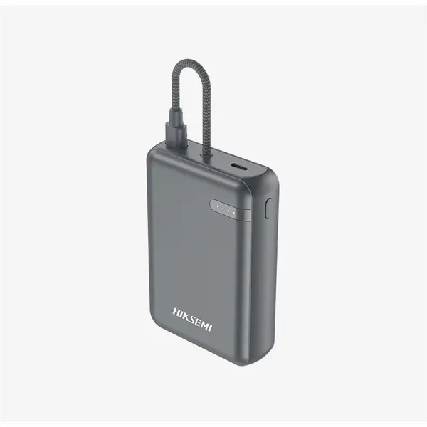Hikvision HIKSEMI Akkubank - 10000mAh S100 PowerBank (2db Type-C, Beépített kábel, Output 20W max.) Szürke – 2. kép