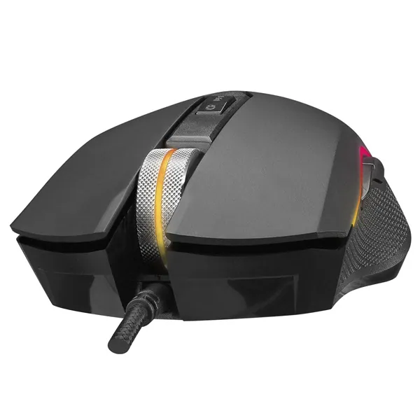 Everest Gamer Egér - SM-F09 TITANIO (7200 DPI, 6gomb, 1,8m harisnyázott kábel,optikai, fekete, RGB LED) – 3. kép