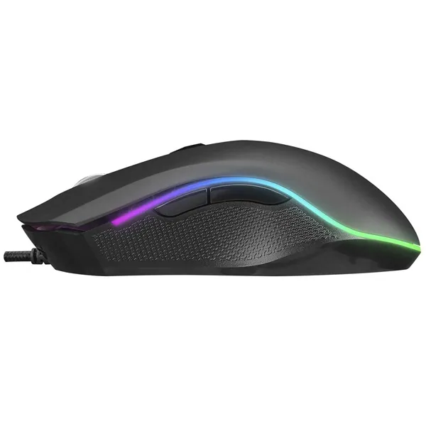 Everest Gamer Egér - SM-F09 TITANIO (7200 DPI, 6gomb, 1,8m harisnyázott kábel,optikai, fekete, RGB LED) – 4. kép