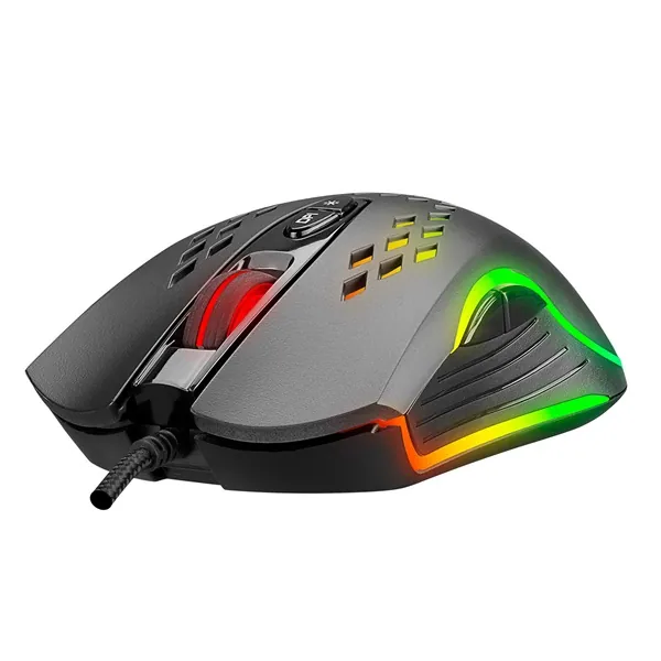 Everest Gamer Egér - SM-G07 METAFOR (6400 DPI, 7gomb, 1,5m harisnyázott kábel,optikai, fekete, RGB LED) – 3. kép