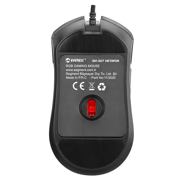 Everest Gamer Egér - SM-G07 METAFOR (6400 DPI, 7gomb, 1,5m harisnyázott kábel,optikai, fekete, RGB LED) – 5. kép