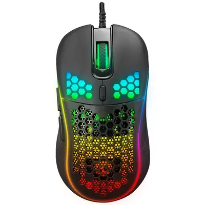 Everest Gamer Egér - SM-G66 X-HOLE  (8000 DPI, 7gomb, 1,5m harisnyázott kábel,optikai, fekete, RGB LED) – 2. kép