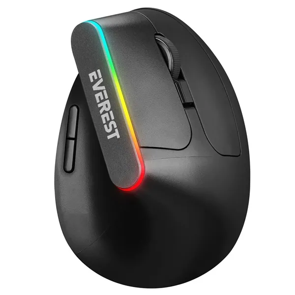 Everest Vezeték nélküli Egér - SMW-618 Ergonomic Vertical (1600 DPI, 6 gomb, optikai, fekete, RGB LED) – 2. kép