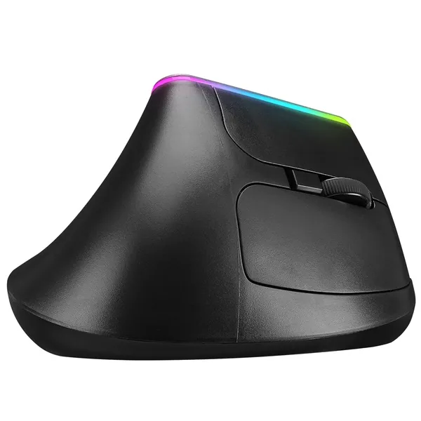 Everest Vezeték nélküli Egér - SMW-618 Ergonomic Vertical (1600 DPI, 6 gomb, optikai, fekete, RGB LED) – 5. kép