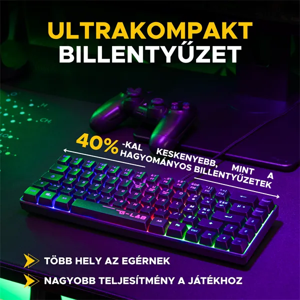 The G-Lab Gaming kit - 2 in 1 COMBO HYDROGEN B/HU (TKL billentyűzet, egér, 6200 DPI, RGB, USB-A, fekete, magyar) – 4. kép
