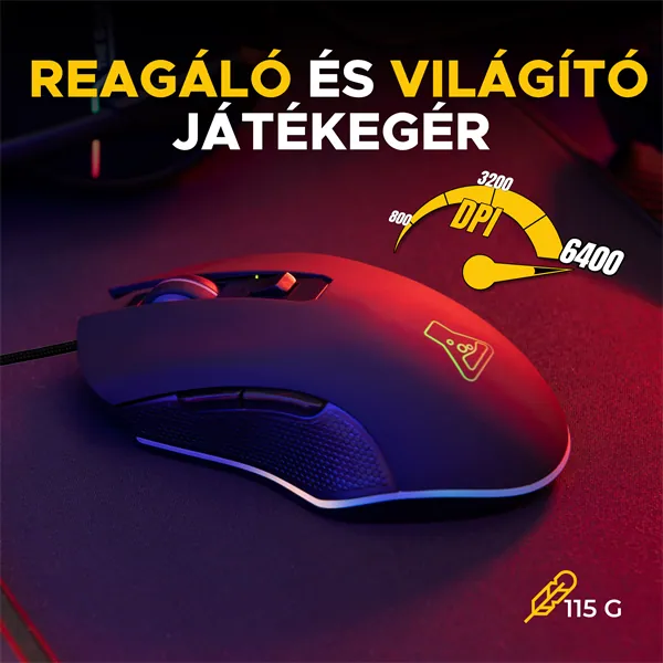 The G-Lab Gaming kit - 2 in 1 COMBO HYDROGEN B/HU (TKL billentyűzet, egér, 6200 DPI, RGB, USB-A, fekete, magyar) – 5. kép