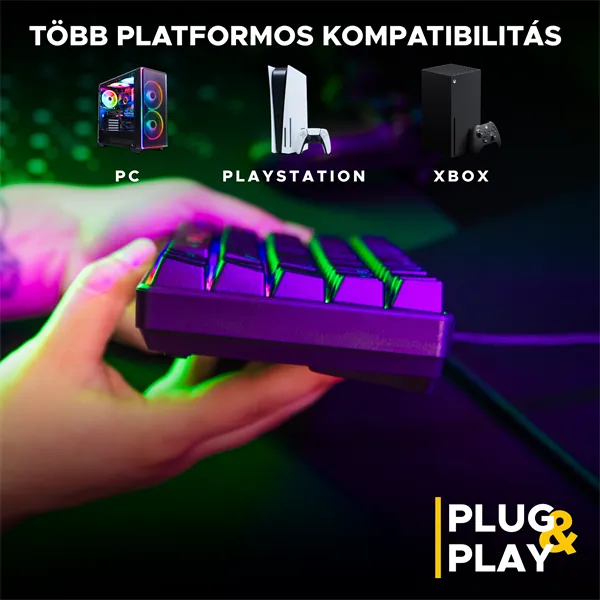 The G-Lab Gaming kit - 2 in 1 COMBO HYDROGEN B/HU (TKL billentyűzet, egér, 6200 DPI, RGB, USB-A, fekete, magyar) – 8. kép