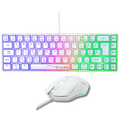The G-Lab Gaming kit - 2 in 1 COMBO HYDROGEN W/HU (TKL billentyűzet, egér, 6200 DPI, RGB, USB-A, fehér, magyar) – 2. kép