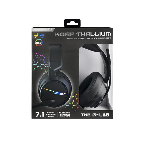The G-Lab Fejhallgató - KORP THALLIUM 7.1 (mikrofon, USB, 2,4m harisnyázott kábel, hangerőszabályzó, nagy-párnás, RGB) – 5. kép