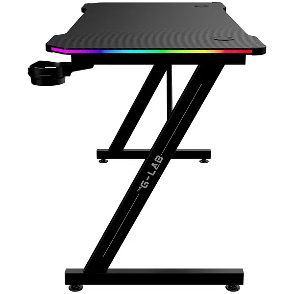 The G-Lab Gamer Asztal - K DESK ELECTRON EX (120x60cm, fém, pohártartó, fejhallgatótartó, fekete, RGB LED) – 3. kép