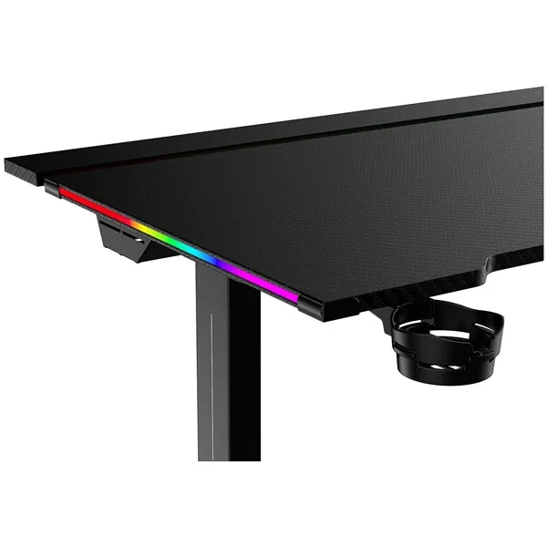 The G-Lab Gamer Asztal - K DESK PLATINIUM (140x75cm, fém, pohár, fejhallgatótartó, fekete, motoros magasság áll., RGB) – 5. kép