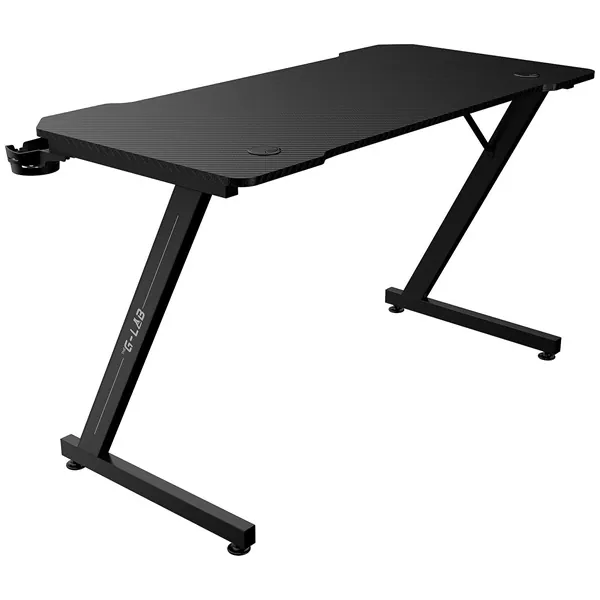 The G-Lab Gamer Asztal - K-DESK YTTRIUM (120x60cm, fém, pohártartó, fejhallgatótartó, fekete) – 2. kép