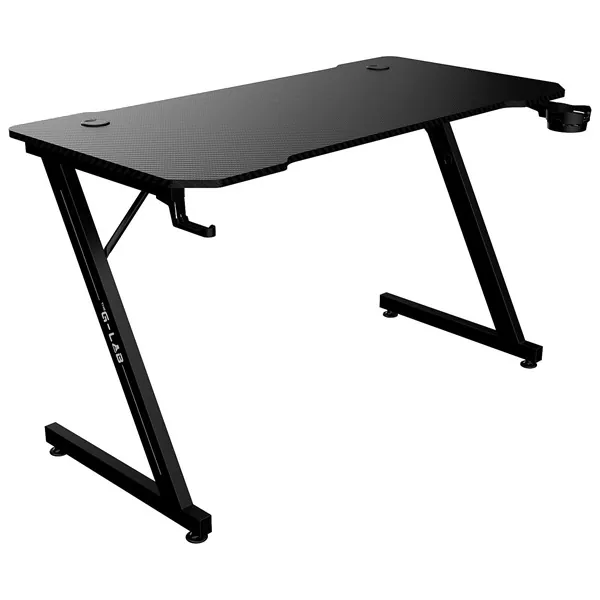The G-Lab Gamer Asztal - K-DESK YTTRIUM (120x60cm, fém, pohártartó, fejhallgatótartó, fekete) – 3. kép