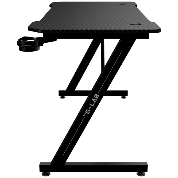 The G-Lab Gamer Asztal - K-DESK YTTRIUM (120x60cm, fém, pohártartó, fejhallgatótartó, fekete) – 4. kép