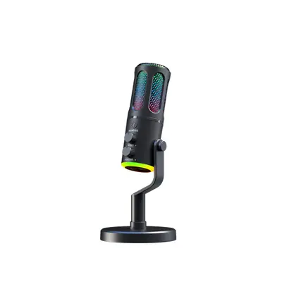 The G-Lab Mikrofon - K-MIC-NEON (3.5mm Jack csatlakozó, RGB, DUAL-CHANNEL CARDIOID, ENC, fekete)