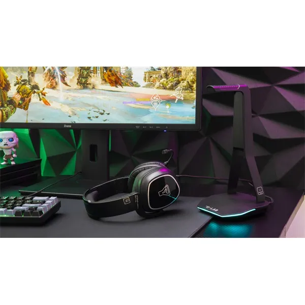 The G-Lab Fejhallgató állvány - K STAND HYDROGEN (fekete, 2xUSB3.0, 1xUSB-C, műanyag, RGB) – 6. kép