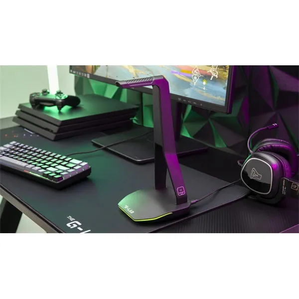 The G-Lab Fejhallgató állvány - K STAND HYDROGEN (fekete, 2xUSB3.0, 1xUSB-C, műanyag, RGB) – 8. kép