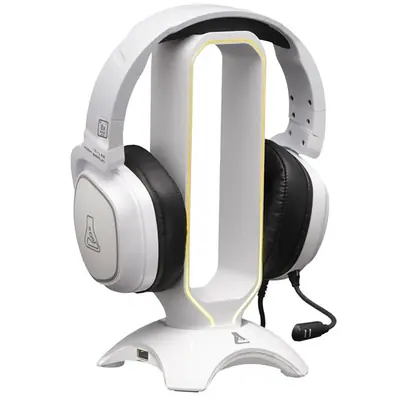 The G-Lab Fejhallgató állvány - K STAND RADON W (fehér, 2xUSB3.0, műanyag)
