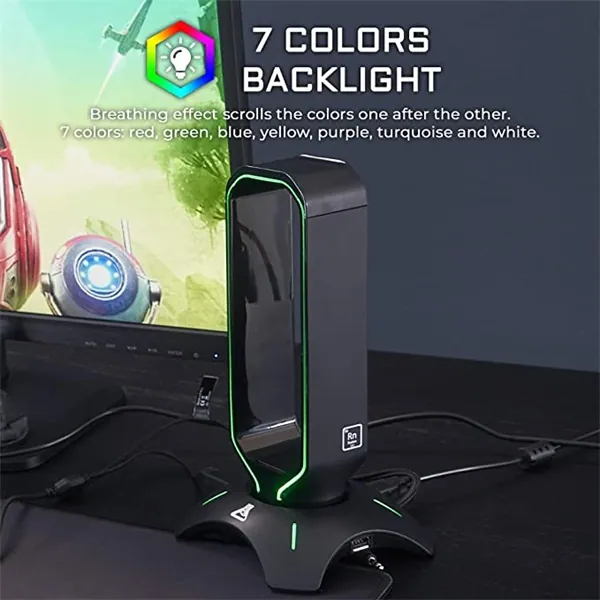 The G-Lab Fejhallgató állvány - K STAND RADON (fekete, 2xUSB3.0, műanyag) – 8. kép